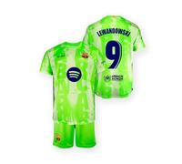 FC Barcelona Conjunto Camiseta y pantalón 3ª EQ 2024/25 - RÉPLICA Licencia Oficial - Dorsal 9 LEWANDOWSKI - Talla Niño 10 Años