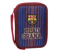 Fc barcelona - estuche con cremallera, plumier 2 pisos, con material e