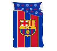 FC Barcelona Funda Nórdica Oficial, 50% Poliester 50% Algodón, Diseño Escudo y Barça, Juego de 2 Piezas Cama 90,105,135 y 150cm (Cama 105cm (180x220cm))