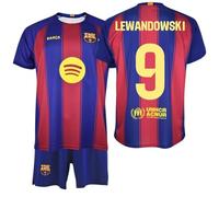FC Barcelona KIT Infantil 9 LEWANDOWSKI 1ª Equipación 25/26 Réplica Oficial - Conjunto Niño con Camiseta y Pantalón (FR/ES, Edad, 14 años, Regular, Rojo y Azul)