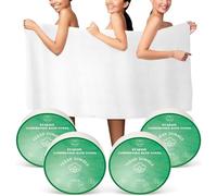 FCaeon Toalla Comprimida Grande, Toallas de Baño Desechables para Viaje, 140cm x 70cm Toalla de Baño de Viaje para Cuerpo Hotel Camping Senderismo Aire Libre Deportes Playa Natación[4 Lote Verde]