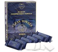 FCaeon Toalla Desechable Comprimida Espesa Grande,Toallita Facial Suave Reutilizable Pañuelo de Algodón Portátil para Viaje,Camping,Senderismo,Hotel,Salón de Belleza,Aire Libre(Azul Oscuro 50 Unidad)
