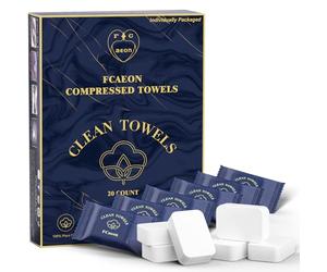 FCaeon Toalla Desechable Comprimida Espesa Grande,Toallita Facial Suave Reutilizable Pañuelo de Algodón Portátil para Viaje,Camping,Senderismo,Hotel,Salón de Belleza,Aire Libre(Azul Oscuro 20 Unidad)
