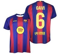 FCB FC Barcelona Camiseta 6 GAVI 1ª Equipación 25/26 Réplica Oficial Camiseta - Adulto (FR/ES, Letras, S, Regular, Regular, Rojo y Azul)