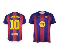 FCB FC Barcelona Camiseta Infantil LAMINE YAMAL 1ª Equipación 25/26 Réplica Oficial - Diseño Blaugrana Niño con Nombre y Dorsal (FR/ES, Edad, 14 años, Regular, Rojo y Azul)