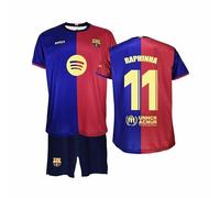 Barcelona FC Conjunto Camiseta y Pantalón de la Primera Equipación Temporada 2024/2025 - Réplica Oficial con Liciencia - Raphinha - Niño Talla 12