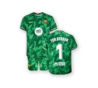 Barcelona FC Conjunto Camiseta y pantalón Portero Dorsal 1 TER Stegen - Replica Oficial Producto con Licencia - Temporada 2024/2025 - Talla Niño 14 Años