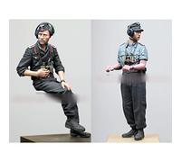 FCBEL 1/35 WWII German Tank Soldier Miniatura Kit (2 Personas) Kit de fundición a presión de Soldado de Resina sin Montar y sin Pintar // W9095T