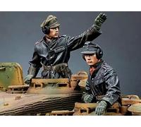 FCBEL 1/35 WWII German Tank Soldiers Resin Soldier Kit en Miniatura Fundido a presión (2 Personas, sin Tanques) Kit de fabricación de Modelos sin Montar y sin Pintar // T6437P