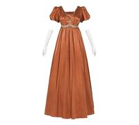 FCCAM Regency Vestido de mujer de algodón, vestido imperio, vestido victoriano, vestido naranja del siglo XIX, naranja, M