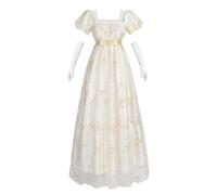 FCCAM Vestido de mujer Regency Jane Austen largo vintage vestido de baile victoriano con guantes vestido de cintura imperio, XXL