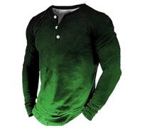 Fccrian Camiseta de manga larga para hombre para primavera y otoño, holgada, cómoda, degradada, sencilla, lisa, verde, XL