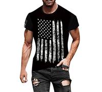 Fccrian Camiseta para hombre del 4 de julio Camisetas de verano Vintage Tops Independence Day Flag Camiseta informal suave y cómoda con mangas cortas 4 de julio Camiseta con estampado gráfico de