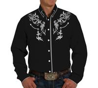 Fccrian Cárdigan casual suelto estampado de manga larga con botones y solapa para hombre, blanco, L