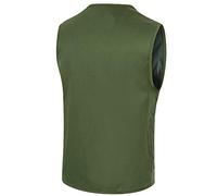 Fccrian Chaqueta sin mangas con cremallera para hombre, casual, con múltiples bolsillos, traje británico, chaleco, blusa, camisa de vestir para hombre, Ejercito Verde, XXL