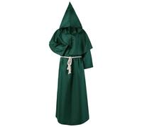 Fccrian Disfraz renacentista medieval para mujer, disfraz de monje, fraile medieval con capucha, trapos alegres, vintage, trajes de Halloween con capucha, capa de sacerdote mago, bata de hechicero