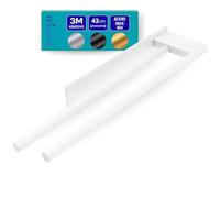 FCINNOVA Toallero Adhesivo Baño Blanco Mate Doble de 43cm y Acero Inoxidable 304 Estos Toalleros de Baño Sin Taladro Son de Facil Instalación Pero resitente fiajación Adhesiva Elegantes y Versatiles