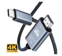 FCJPYRAPS Cable de conversión de Video HD 4K 30 Hz sin retardo, Tipo C a HDMI, Compatible con TV, computadora, 2 Metros, Cable Trenzado for proyección de Pantalla(C1)