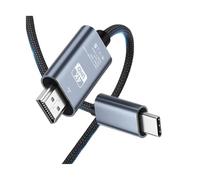 FCJPYRAPS Cable USB C a HDMI de 6,6 pies, 4K a 60 Hz, Trenzado, Tipo C a HDMI, Adaptador de ultraalta Velocidad for MacBook, Pixel, iPad, DELL, línea de conversión de Pantallas.