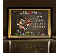 FCLYDER Cuadro de Placa Acrílico Personalizado con Luz, The Day I Found My Missing Piece, Marco de Fotos Personalizado para Parejas con Luz Nocturna, Ideas Regalos Aniversario San Valentin