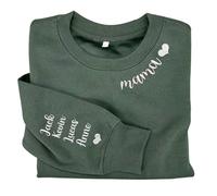 FCLYDER Sudadera Bordada Mamá Personalizada con los Nombres de los niños, Sudaderas Bordadas Personalizadas y Sudadera, Diseño de Sudaderas Bordadas Personalizadas para Mujer, Regalo día de la Madre