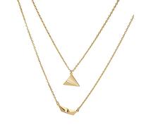 Fcnjsao 2 collares delicados de papel para avión-barco para mujeres y niñas, cadena de clavícula dorada, origami-barco, gargantilla de joyería