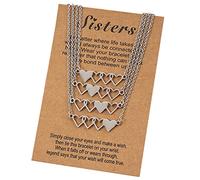 Fcnjsao 4 unidades/5 collares cortos en forma de corazón de acero inoxidable para mejor amiga, adecuado para 4 hermanas o 5 hermanas, Acero inoxidable