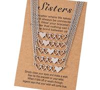 Fcnjsao 4 unidades/5 collares cortos en forma de corazón de acero inoxidable para mejor amiga, adecuado para 4 hermanas o 5 hermanas, Acero inoxidable