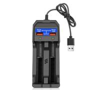Fcnjsao Adaptador de carga de batería de 2 ranuras, estación de carga USB para 4.2 V 18650/18500/18490 con luz LED de prevención de sobrecarga