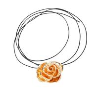 Fcnjsao Cadenas de clavícula ajustables en forma de flor, collares con colgante de color dorado/plateado, elegantes accesorios de gargantilla, Aleación y cuerda de cera