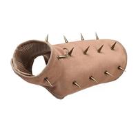 Fcnjsao Chaleco de protección para perros resistente al desgarro, remaches de metal, acolchado de cuero, fácil de llevar para actividades al aire libre, paseo diario, equipo de protección para perros