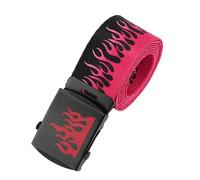 Fcnjsao Cinturón con patrón de llama punk rock, hebillas de metal, correas de tela de algodón, accesorio de moda callejera para hombres y mujeres, cinturón de llama con hebillas de hierro, Rosa Roja