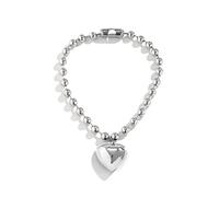 Fcnjsao Collar con colgante de acero inoxidable con forma de amor para mujer, collar de corazón estético punk coreano, S, Metal
