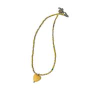 Fcnjsao Collar con colgante de corazón dulce, collar de temperamento, collar de cadena de clavícula, gargantilla de joyería colorida con cuentas, Cristal