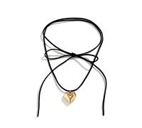 Fcnjsao Collar con colgante de corazón simple anudado con lazo, collar ajustable, collar de cadena de clavícula, joyería, Metal