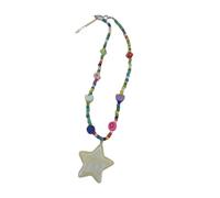 Fcnjsao Collar con colgante de estrella para mujer, collar de cuentas multicolores, collar con colgante en forma de estrella para niños, Mi Zhu