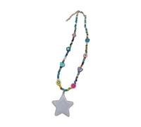 Fcnjsao Collar con colgante de estrella para mujer, collar de cuentas multicolores, collar con colgante en forma de estrella para niños, Mi Zhu