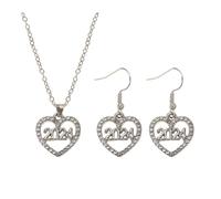 Fcnjsao Collar con dije de corazón, aretes de gota para mujer, accesorios de joyería de boda para mujeres y niñas, cumpleaños, San Valentín