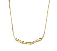 Fcnjsao Collar de cadena de clavícula de acero inoxidable, collar con colgante único, collar corto de moda, textura de metal, regalo para mujer