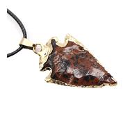 Fcnjsao Collar de cristal curativo puntiagudo con colgante de piedra natural con cuerdas ajustables, joyería de moda para mujeres y hombres, Piedra natural y aleación