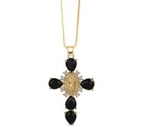Fcnjsao Collar de Cruces Sagradas Con Brillantes Diamantes De Imitación Elegante Collar Para Hombres Y Mujeres De Moda
