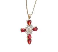 Fcnjsao Collar de Cruces Sagradas Con Brillantes Diamantes De Imitación Elegante Collar Para Hombres Y Mujeres De Moda