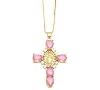 Fcnjsao Collar de Cruces Sagradas Con Brillantes Diamantes De Imitación Elegante Collar Para Hombres Y Mujeres De Moda