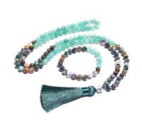 Fcnjsao Collar de cuentas elásticas de piedra única, textura de piedra india para familiares y amigos