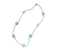 Fcnjsao Collar de cuentas florales coloridas, cadena para el cuello, cadena de clavícula dulce, joyería de mano para mujeres y niñas, Mi Zhu