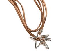 Fcnjsao Collar de mujer con colgante de estrella y corazón de coral hueco para mujeres y hombres, gargantilla de doble corazón, joyería simple de moda para mujer, Metal