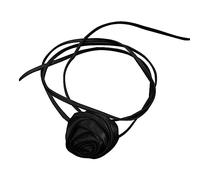 Fcnjsao Collar de mujer gótico camelia, flor, cadena de clavícula, collar ajustable con cordones, gargantilla, accesorios de joyería, tela