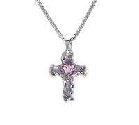 Fcnjsao Collar de temperamento de circón cruzado que gotea al aceite, ligero, lujoso, para mujer, cadena de suéter femenino, hip-hop, joyería que no se decolora, Acero inoxidable
