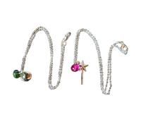 Fcnjsao Collar para mujer, 2 collares de cristal, diseño único de sombrero de mago y varita, cadena de clavícula hecha a mano, Metal