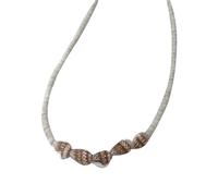 Fcnjsao Collar para mujer con colgante de concha de arroz colorido, cadena de clavícula, cuentas multicolores, gargantilla para mujer y niña, White shell, Cuentas de arroz + conchas